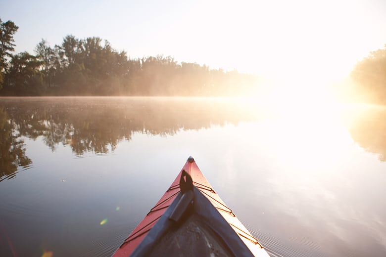 paddling kayak sunrise light
